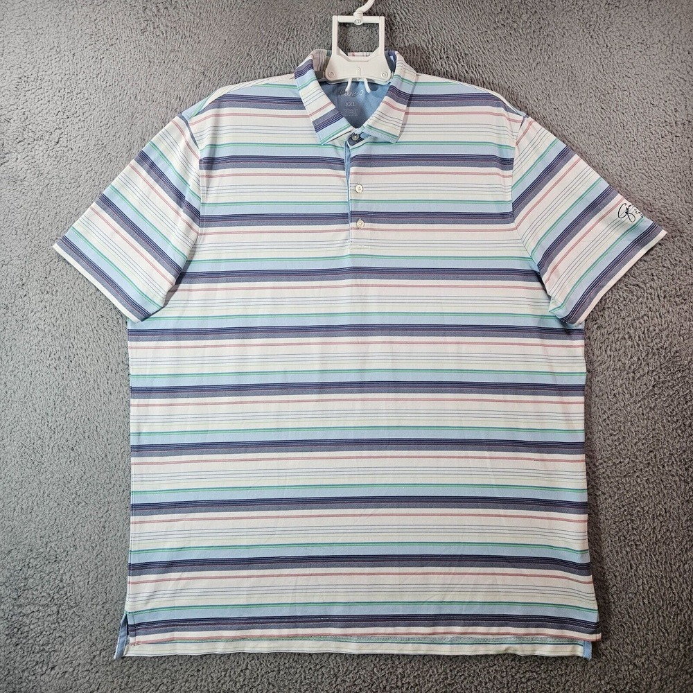 Johnnie-O Polo Shirt Mens XXL Short Sleeve Multicolor Striped - EUC